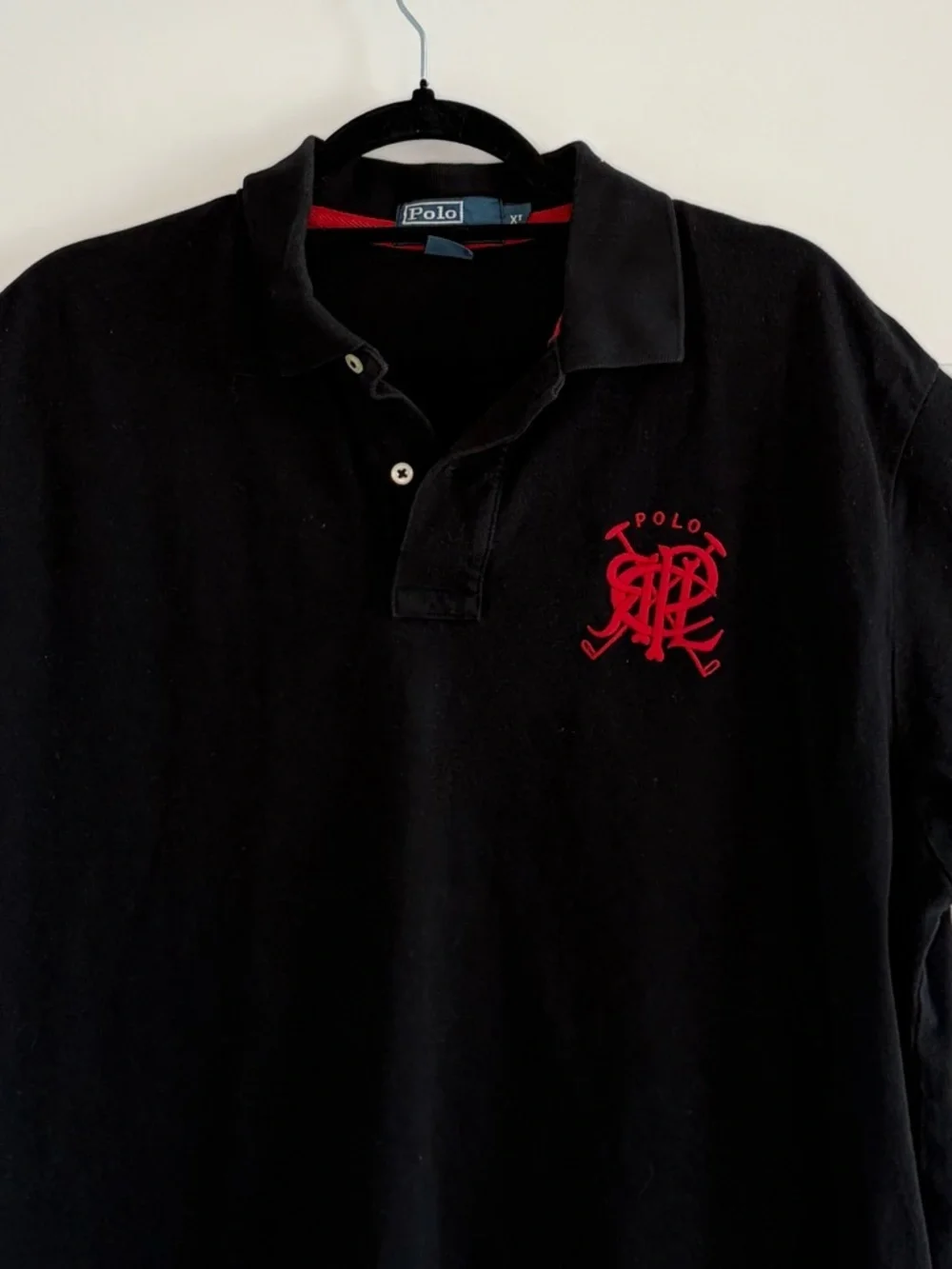POLO Ralph Lauren Men’s XL Crossed Mallet RPLC Logo Black Polo Shirt Preppy